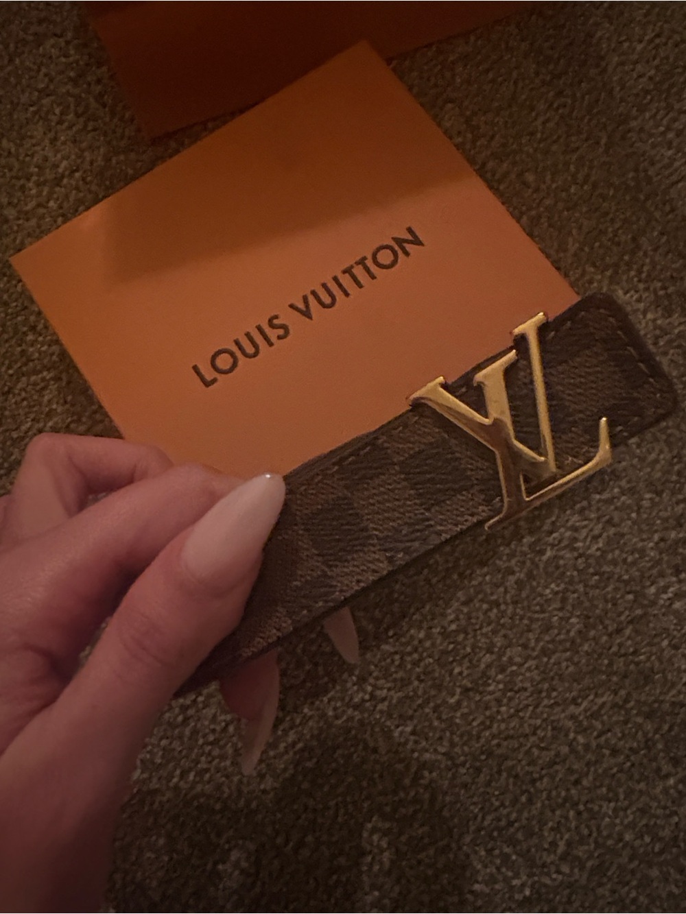 Louis Vuitton Brown Monogram Belt with Gold LV Buckle